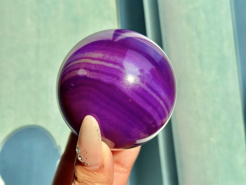 1PC 50mm+ Purple Agate Sphere,Quartz Crystal,Crystal Ball Carving,Reiki Healing Crystal,Home Decor,Energy Crystal,Crystal gifts 1PC