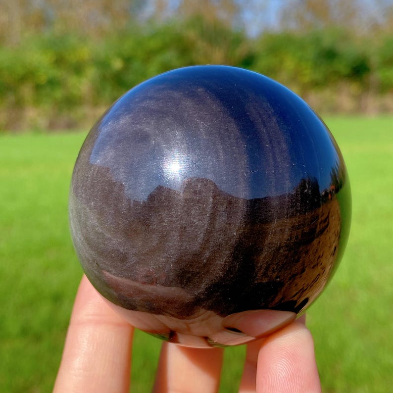 1PC Natural Silver Obsidian Sphere,Quartz Crystal Ball,Rock, Stone, Home Decoration, Divination ball,Mineral Specimen,Reiki Healing