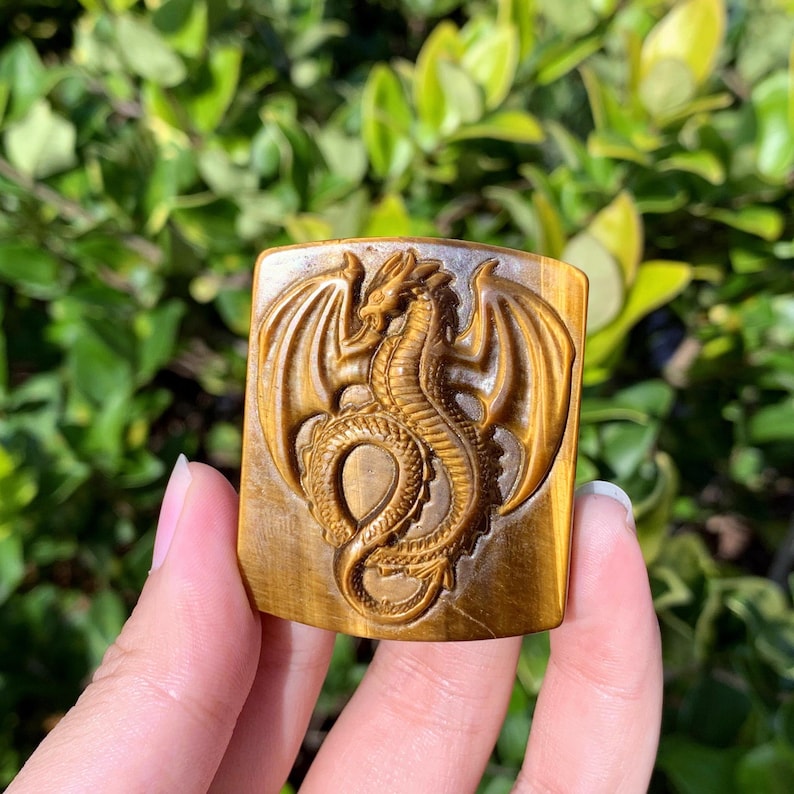 1.8" Natural Tiger's Eye Fly Dragon,Quartz Crystal Dragon,Crystal Dragon Carving,Mineral Specimen,Home Decor,Reiki Healing,Crystal Gifts 1pc