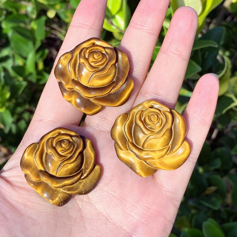 1.4" Natural Tiger's Eye Rose,Quartz Crystal Flower ,Quartz Rose Carving,Home Decor,Crystal Gifts,Energy Crystals,Crystal Heal 1PC