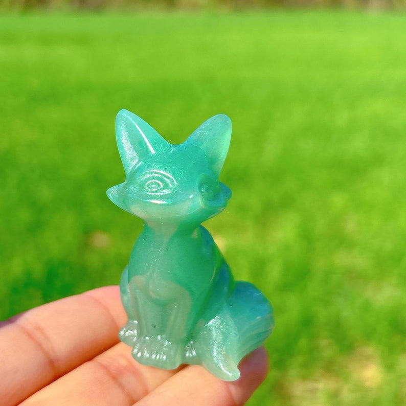 Natural Green Aventurine Fox,Quartz Crystal Fox,Crystal Gifts,Christmas Gift,Home Decoration,Mineral Specimen,Reiki Healing,Crystal Energy