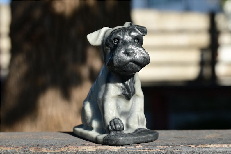 2.4'' Natural Crystal Schnauzer，Dog skull，Crystal dog，Quartz Crystal，Crystal gift，Halloween gift，Carved skull，Crystal ornament Healing 1PC