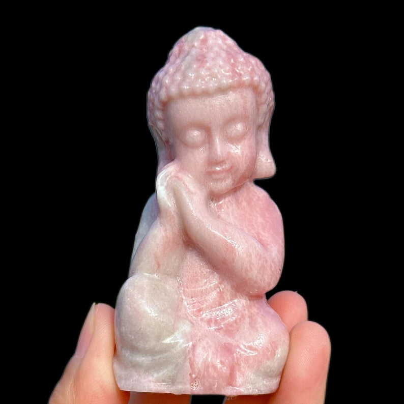 3.3" Natural Pink Opal Figure of Buddha,Quartz Crystal Buddha,Crystal Sculpture,Collection,Crystal Gift,Crystal Carved,Mineral Specimen