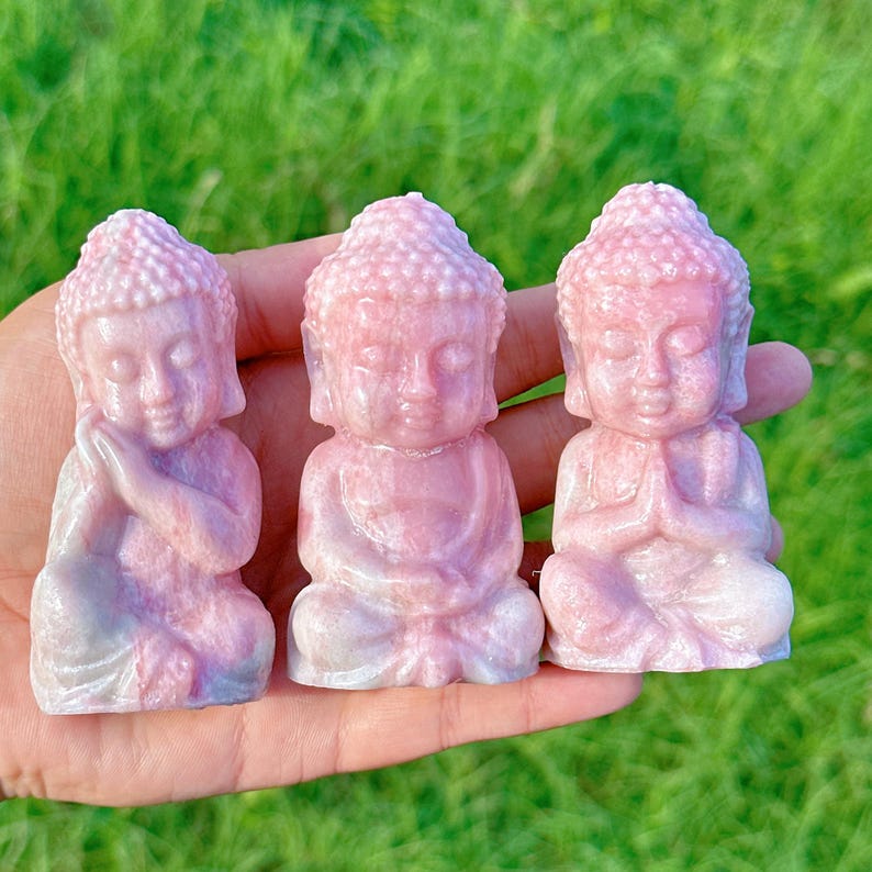 3.3" Natural Pink Opal Figure of Buddha,Quartz Crystal Buddha,Crystal Sculpture,Collection,Crystal Gift,Crystal Carved,Mineral Specimen