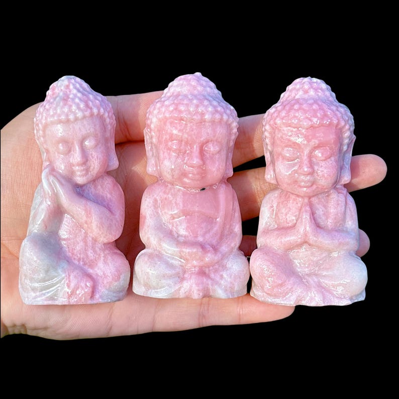 3.3" Natural Pink Opal Figure of Buddha,Quartz Crystal Buddha,Crystal Sculpture,Collection,Crystal Gift,Crystal Carved,Mineral Specimen