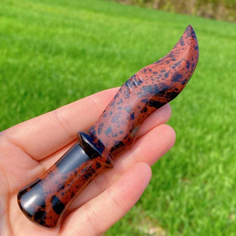 4.7" Natural Red Obsidian Knife,Crystal Hand-Carved Knife,Quartz Crystal Knife,Crystal Dagger,Home Decoration,Reiki Healing,Crystal Gifts