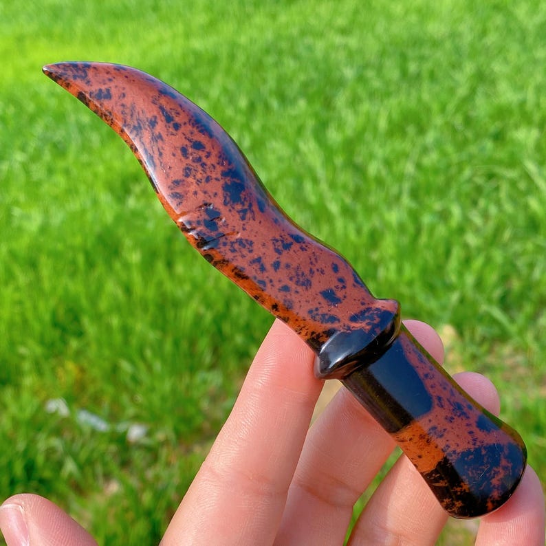 4.7" Natural Red Obsidian Knife,Crystal Hand-Carved Knife,Quartz Crystal Knife,Crystal Dagger,Home Decoration,Reiki Healing,Crystal Gifts
