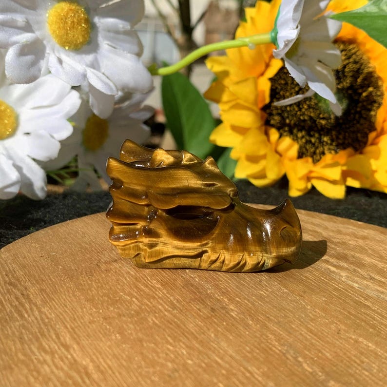 2“ Natural Tiger's Eye Dragon Skull,Crystal Skull,Crystal Heal,Crystal Dragon,Crystal Sculpture,Mineral specimen,Crystal Gift,Home Decor