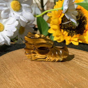 2“ Natural Tiger's Eye Dragon Skull,Crystal Skull,Crystal Heal,Crystal Dragon,Crystal Sculpture,Mineral specimen,Crystal Gift,Home Decor