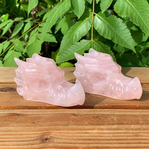 3“ Natural Rose Quartz Dragon Skull,Crystal Skull,Crystal Dragon,Dragon Sculpture,Crystal Heal,Mineral specimen,Crystal Gift,Home Decor