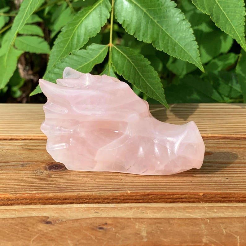 3“ Natural Rose Quartz Dragon Skull,Crystal Skull,Crystal Dragon,Dragon Sculpture,Crystal Heal,Mineral specimen,Crystal Gift,Home Decor