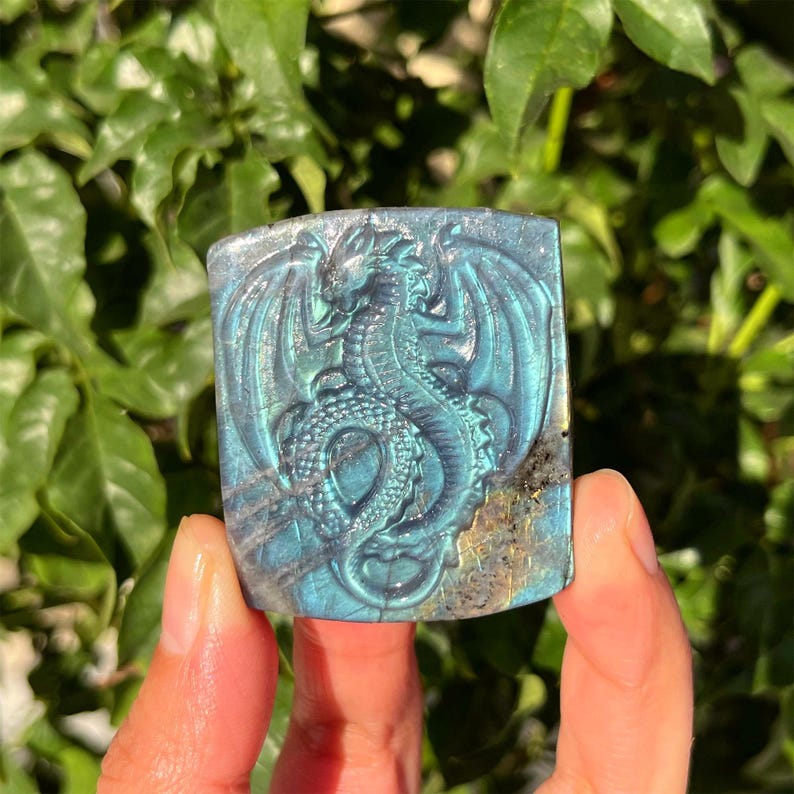1.8‘’ Natural Labradorite Fly Dragon, Quartz Crystal Dragon, Home Decoration, Reiki Healing, Crystal Chakra, Mineral Specimen, Crystal Gifts