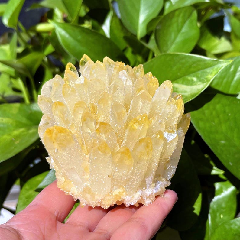 400g+ Yellow Quartz Crystal Cluster,Yellow Quartz Point,Crystal VUG,Home Decoration,Crystal Collection,Mineral Specimens,Reiki Healing Gifts