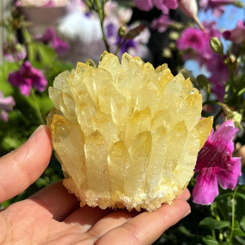 400g+ Yellow Quartz Crystal Cluster,Yellow Quartz Point,Crystal VUG,Home Decoration,Crystal Collection,Mineral Specimens,Reiki Healing Gifts