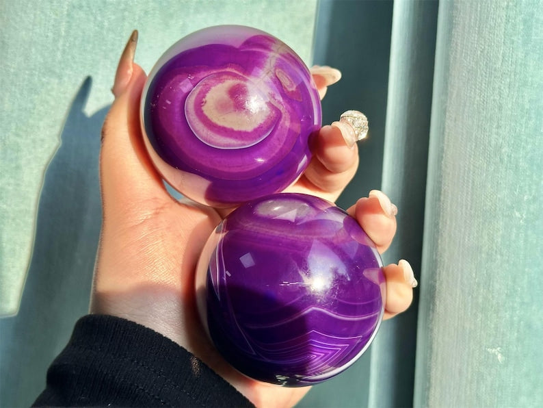 1PC 50mm+ Purple Agate Sphere,Quartz Crystal,Crystal Ball Carving,Reiki Healing Crystal,Home Decor,Energy Crystal,Crystal gifts 1PC