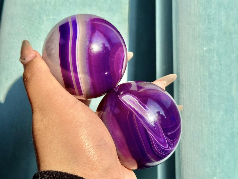 1PC 50mm+ Purple Agate Sphere,Quartz Crystal,Crystal Ball Carving,Reiki Healing Crystal,Home Decor,Energy Crystal,Crystal gifts 1PC