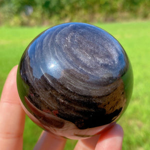1PC Natural Silver Obsidian Sphere,Quartz Crystal Ball,Rock, Stone, Home Decoration, Divination ball,Mineral Specimen,Reiki Healing
