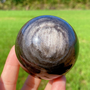 1PC Natural Silver Obsidian Sphere,Quartz Crystal Ball,Rock, Stone, Home Decoration, Divination ball,Mineral Specimen,Reiki Healing