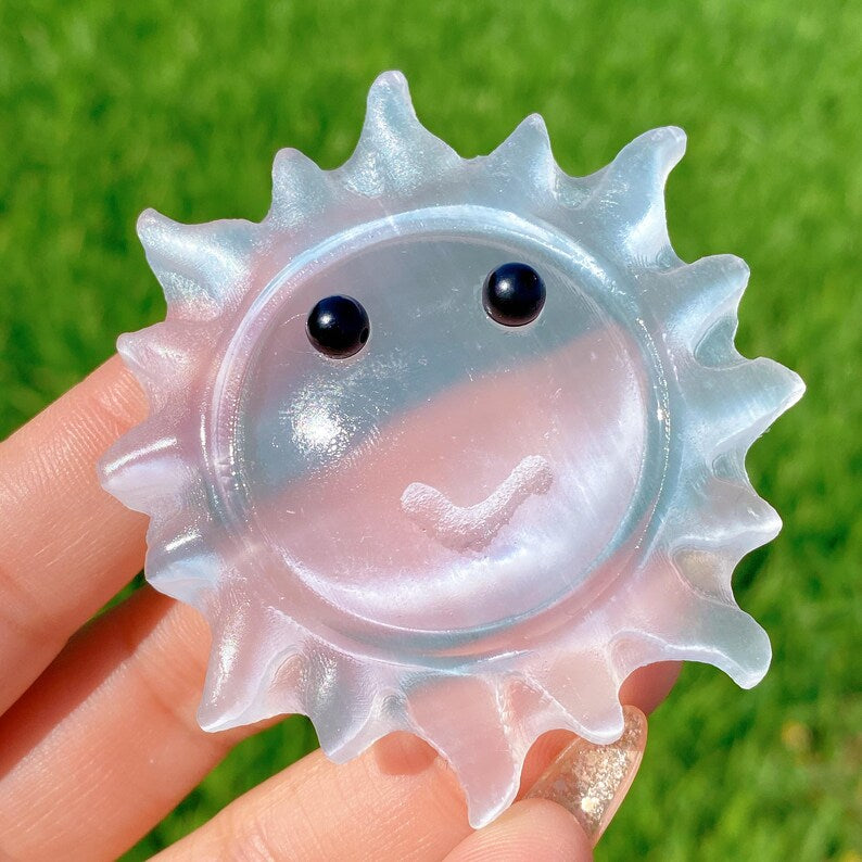 2.5" Natural Selenite Sun,Quartz Crystal Sun,Selenite Meditation,Mineral Specimen,Energy Crystal,Crystal Sculpture,Crystal Gifts