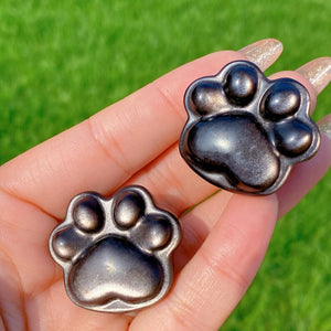 1PC Natural Silver Obsidian Cat Paw,Quartz Crystal Paw,Crystal Animal,Reiki Healing,Home Decor,Crystal Gift,Mineral Specimen,Christmas Gift