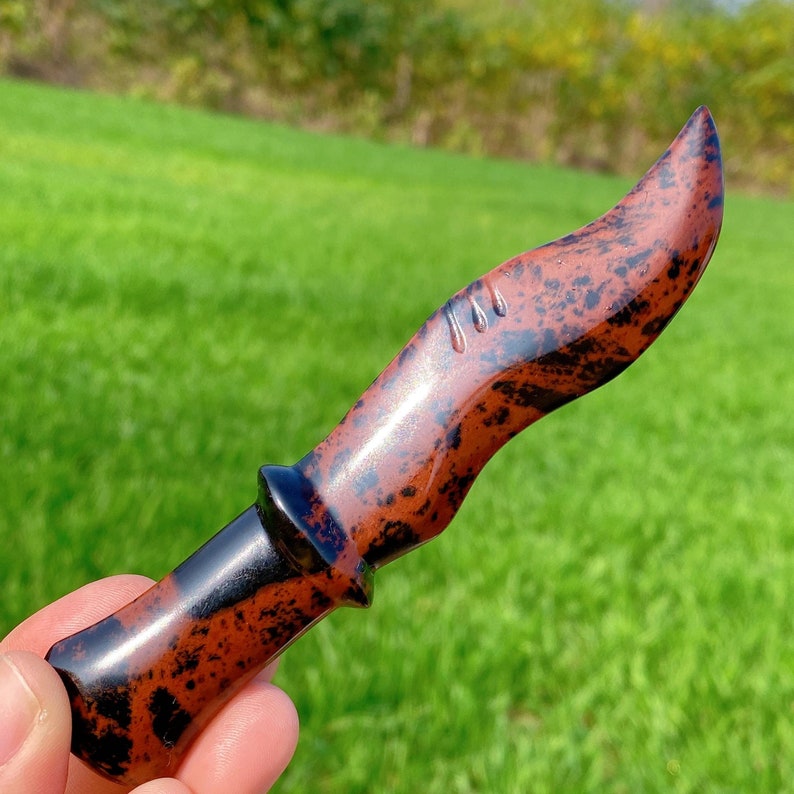 4.7" Natural Red Obsidian Knife,Crystal Hand-Carved Knife,Quartz Crystal Knife,Crystal Dagger,Home Decoration,Reiki Healing,Crystal Gifts