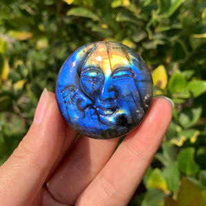 1.5" Natural Labradorite Sun Moon,Quartz Crystal Sun moon,Quartz Crystal Sculpture,Home Decor,Crystal Collection,Reiki Heal,Crystal Gift
