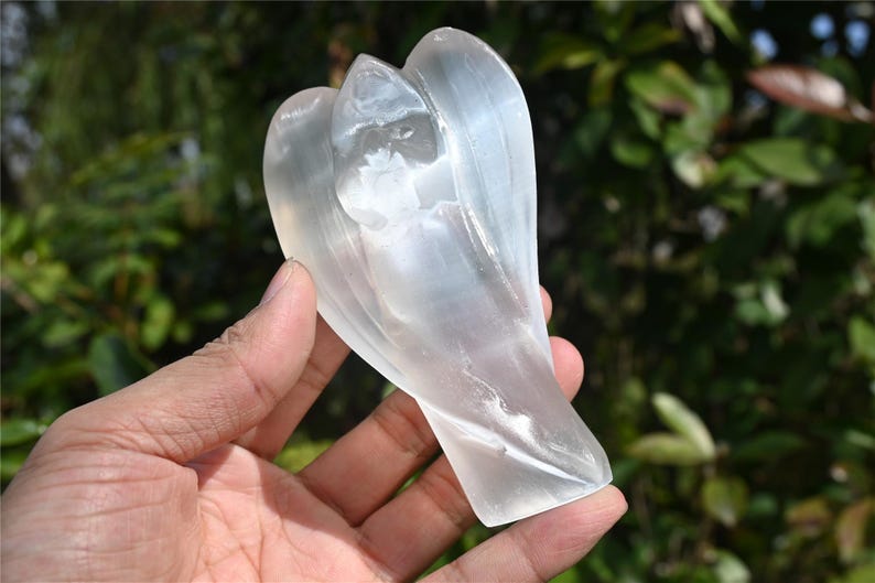 4inch Hand Carved Gypsum Angel, Crystal Angel ,Angel Carving, Crystal Healing Decor, Home statue，Home Decor, Crystal gift