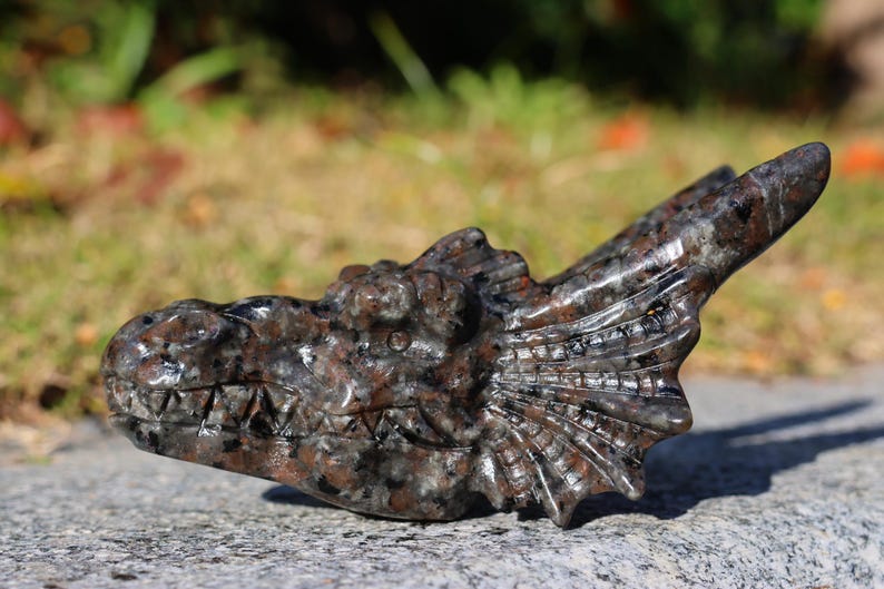 5" Natural yooperlite Dragon Skull,Quartz Crystal Carved ,Crystal Heal Reiki,Home decoration,Crystal Sculpture,Mineral,Crystal Gifts