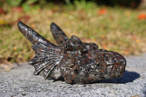 5" Natural yooperlite Dragon Skull,Quartz Crystal Carved ,Crystal Heal Reiki,Home decoration,Crystal Sculpture,Mineral,Crystal Gifts