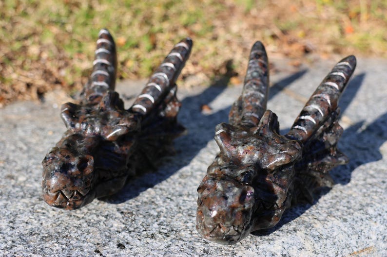 5" Natural yooperlite Dragon Skull,Quartz Crystal Carved ,Crystal Heal Reiki,Home decoration,Crystal Sculpture,Mineral,Crystal Gifts