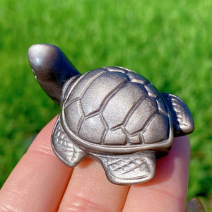 1PC Natural Silver Obsidian Sea Turtle,Quartz Crystal Tortoise,Crystal Animal,Reiki Healing,Home Decoration,Crystal Gift,Mineral Specimen