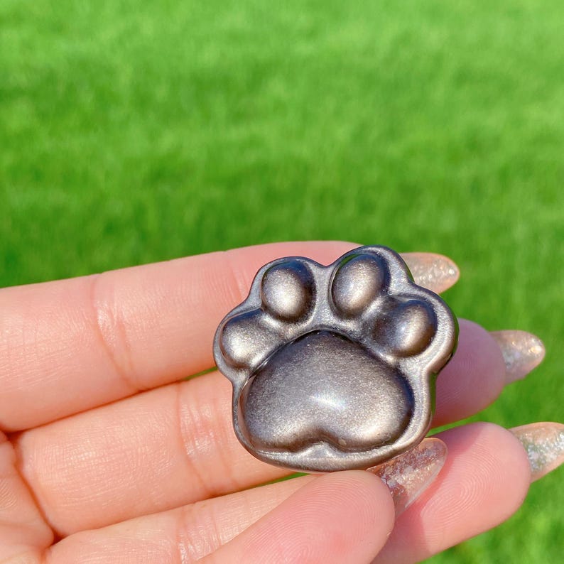 1PC Natural Silver Obsidian Cat Paw,Quartz Crystal Paw,Crystal Animal,Reiki Healing,Home Decor,Crystal Gift,Mineral Specimen,Christmas Gift