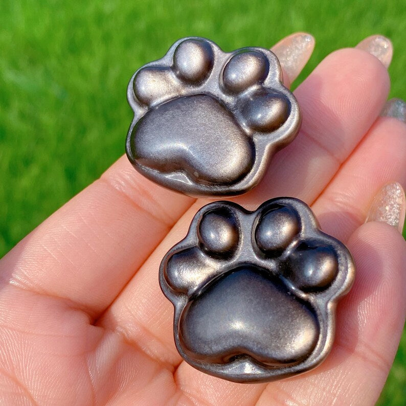 1PC Natural Silver Obsidian Cat Paw,Quartz Crystal Paw,Crystal Animal,Reiki Healing,Home Decor,Crystal Gift,Mineral Specimen,Christmas Gift