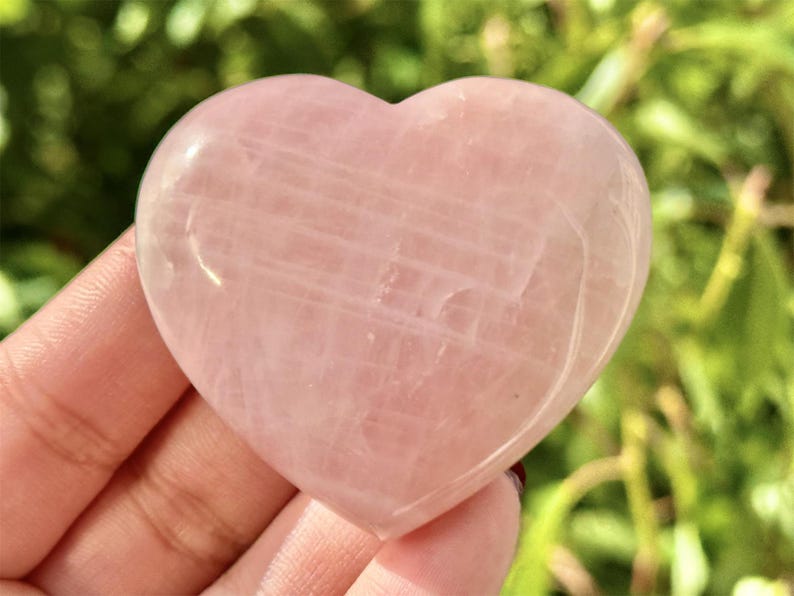 2.2" Natural Rose Quartz Hand Carved Heart,Crystal Quartz love,Healing Palm Stone,Reiki Healing Crystal,Home Decor,Crystal Gifts 1PC