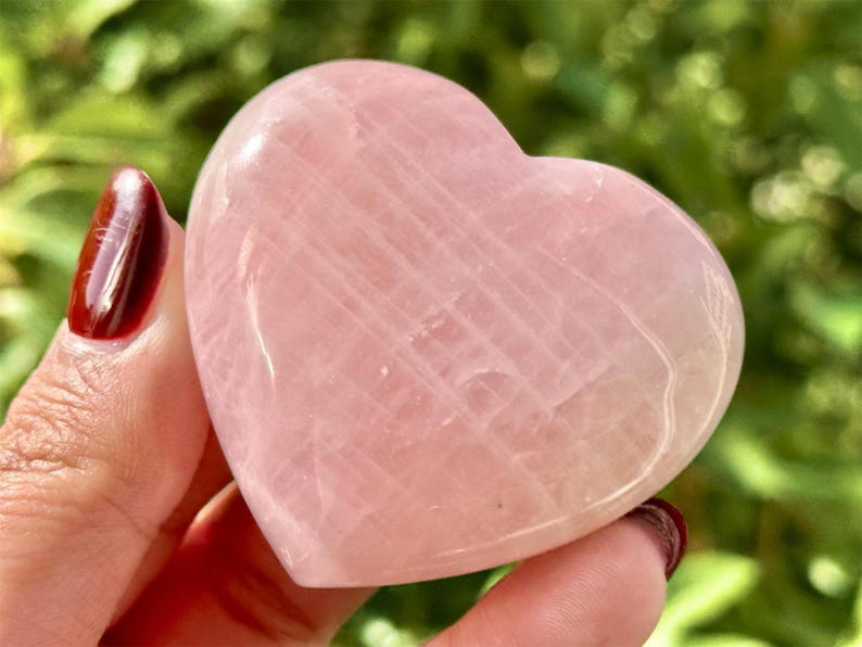 2.2" Natural Rose Quartz Hand Carved Heart,Crystal Quartz love,Healing Palm Stone,Reiki Healing Crystal,Home Decor,Crystal Gifts 1PC
