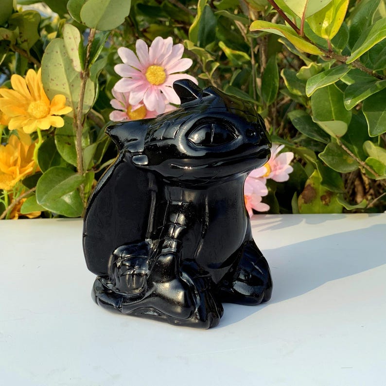 4.5" Natural Obsidian Toothless,Quartz Toothless,,Crystal Toothless,Crystal Heal,Home Decor,Dragon Sculpture,Mineral specimen,Crystal Gift