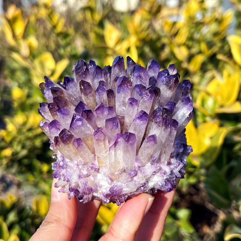350g+ Purple Point Quartz Cluster,Amethyst Cluster,Quartz Crystal Vug,Home Decoration,Crystal Collection,Reiki Healing,Crystal Energy,Gifts