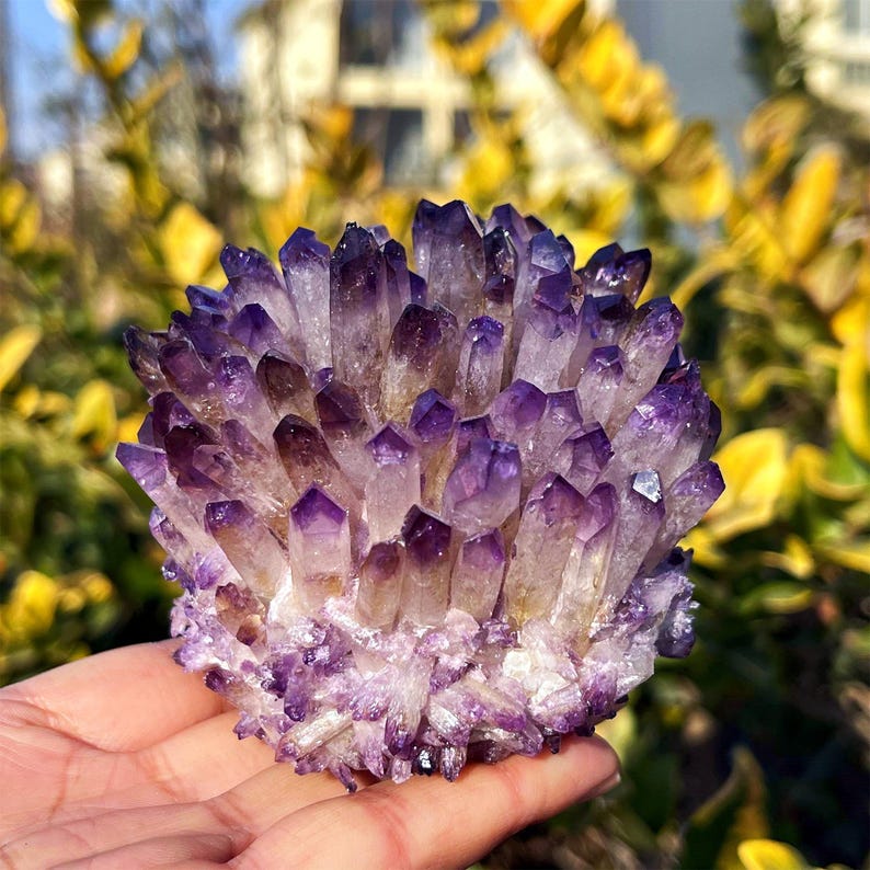 350g+ Purple Point Quartz Cluster,Amethyst Cluster,Quartz Crystal Vug,Home Decoration,Crystal Collection,Reiki Healing,Crystal Energy,Gifts