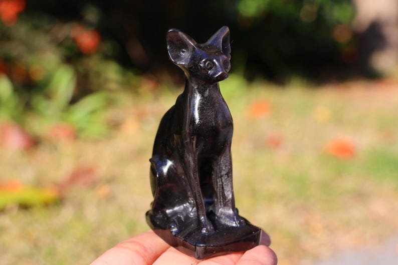 3.5" Natural silver Obsidian Hairless Cat ,Quartz Crystal Carved ,Crystal Heal Reiki,Home decoration,Crystal Sculpture,Mineral,Crystal Gifts