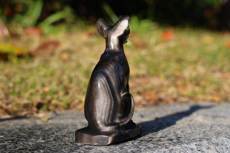 3.5" Natural silver Obsidian Hairless Cat ,Quartz Crystal Carved ,Crystal Heal Reiki,Home decoration,Crystal Sculpture,Mineral,Crystal Gifts