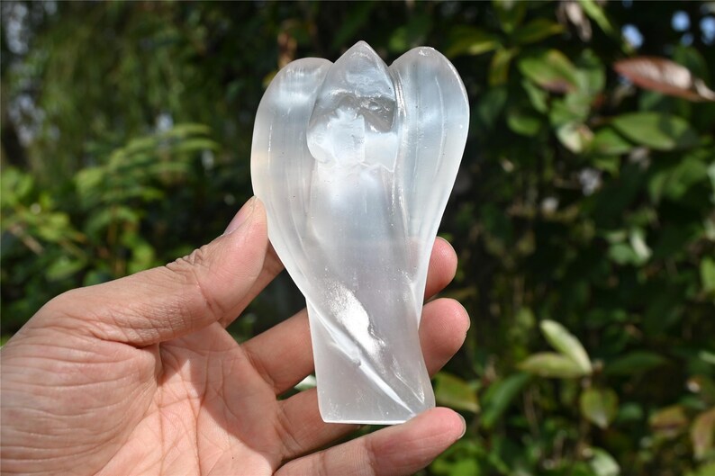 4inch Hand Carved Gypsum Angel, Crystal Angel ,Angel Carving, Crystal Healing Decor, Home statue，Home Decor, Crystal gift