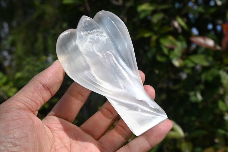 4inch Hand Carved Gypsum Angel, Crystal Angel ,Angel Carving, Crystal Healing Decor, Home statue，Home Decor, Crystal gift