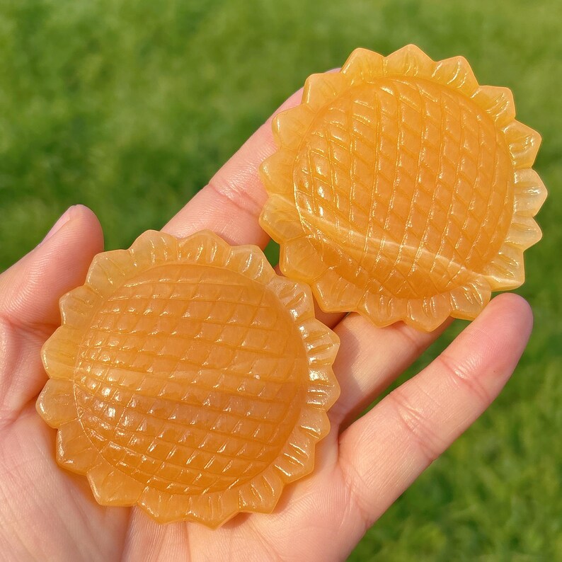 1PC Natural Yellow Calcite Sunflower,Quartz Crystal Sunflower,Valentines Gift,Crystal Carving,Home Decor,Crystal Heal,Crystal Gift
