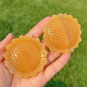 1PC Natural Yellow Calcite Sunflower,Quartz Crystal Sunflower,Valentines Gift,Crystal Carving,Home Decor,Crystal Heal,Crystal Gift
