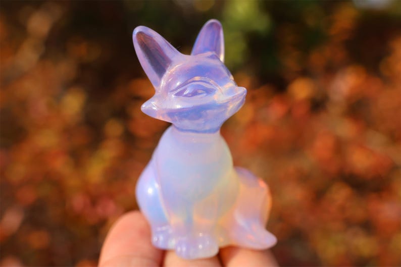 2.4" Natural pink opalite Fox,Quartz Crystal Carved ,Crystal Heal Reiki,Home decoration,Crystal Sculpture,Mineral,Crystal Gifts