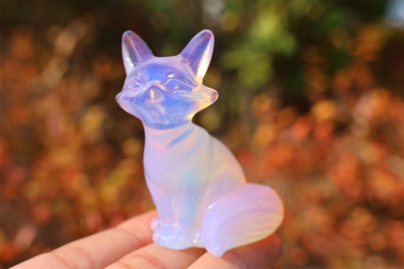 2.4" Natural pink opalite Fox,Quartz Crystal Carved ,Crystal Heal Reiki,Home decoration,Crystal Sculpture,Mineral,Crystal Gifts
