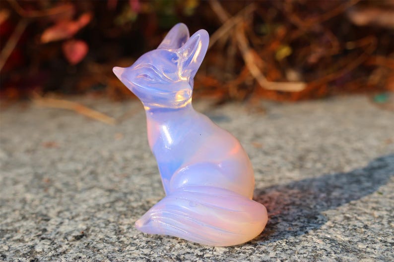 2.4" Natural pink opalite Fox,Quartz Crystal Carved ,Crystal Heal Reiki,Home decoration,Crystal Sculpture,Mineral,Crystal Gifts