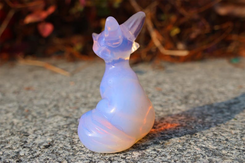 2.4" Natural pink opalite Fox,Quartz Crystal Carved ,Crystal Heal Reiki,Home decoration,Crystal Sculpture,Mineral,Crystal Gifts