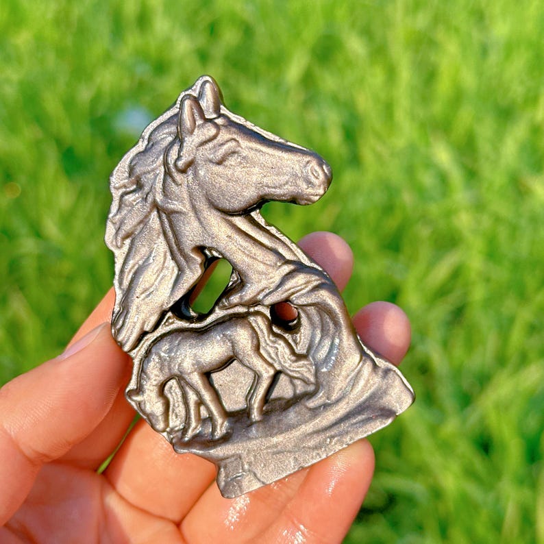 3“ Natural Silver Sheen Obsidian Horse,Quartz Crystal Horse,Mineral Specimen,Crystal Animal,Home Decoration,Reiki Healing,Crystal Gifts