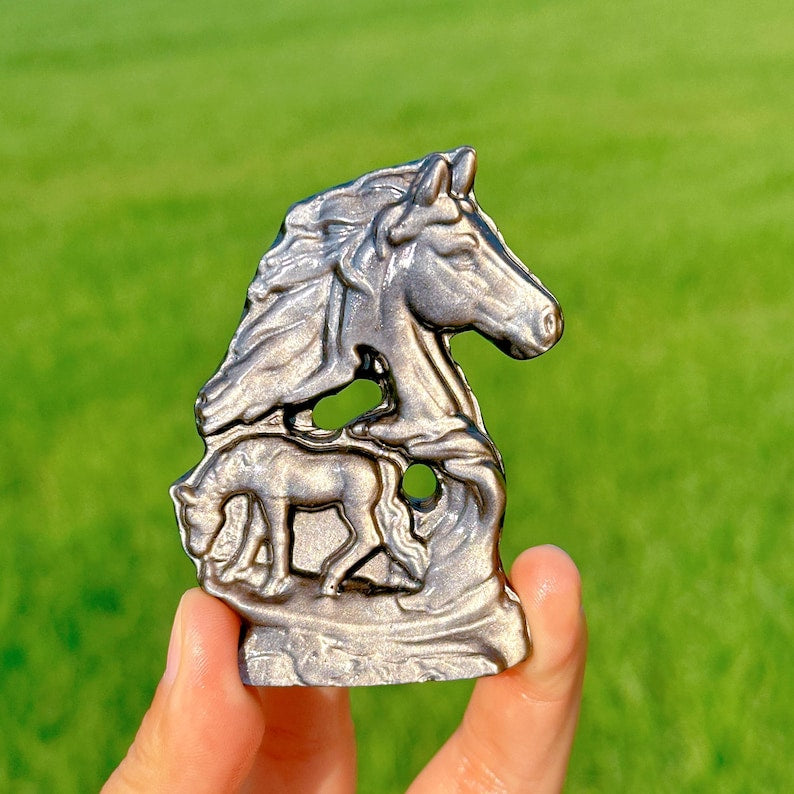 3“ Natural Silver Sheen Obsidian Horse,Quartz Crystal Horse,Mineral Specimen,Crystal Animal,Home Decoration,Reiki Healing,Crystal Gifts